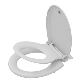 Elongated Round Soft Close Toilet Seat, Universal Easy Installation Potty Training Friendly Bathroom