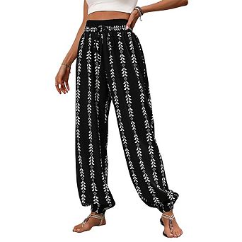 Women's Printed Flowy Lantern Pants Casual High Waisted Versatile Casual Pants