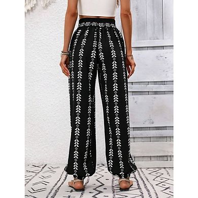 Women's Printed Flowy Lantern Pants Casual High Waisted Versatile Casual Pants