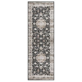 Washable Area Rug Entryway Rug Vintage Distressed Small Rugs Floral Doormat Low Pile Throw Carpet