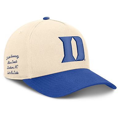 Unisex Nike Natural/Royal Duke Blue Devils Campus Prep Rise Adjustable Hat