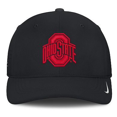 Men's Nike Black Ohio State Buckeyes 2026 Sideline Practice AeroBill Swooshflex Dri-FIT Hat