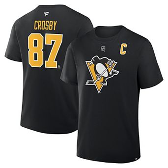 Men's Fanatics Sidney Crosby Black Pittsburgh Penguins Authentic Stack Name & Number T-Shirt