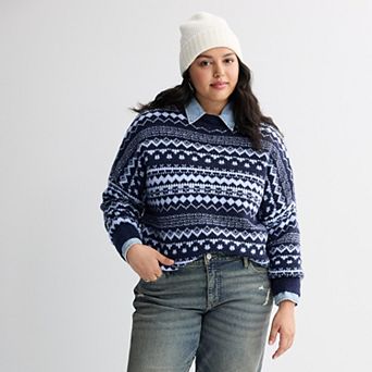 Juniors' Plus Size SO® Cozy Fair Isle Pullover Sweater