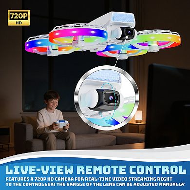 Contixo F27 Halo Mini Foldable Drone with Screen Remote, LED Lights, 720P Camera