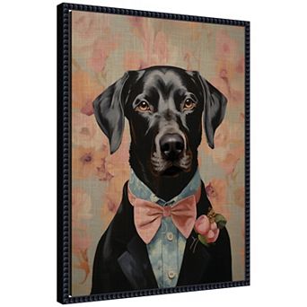 Regal Portrait of a Black Lab Framed Canvas Wall Art Print