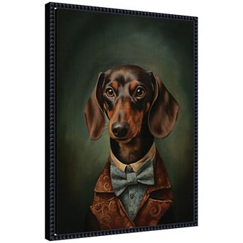 Regal Portrait of a Dachshund Framed Canvas Wall Art Print