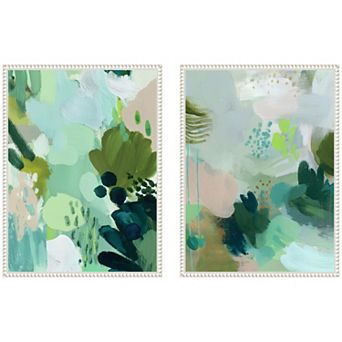Green Composition I & II 2 pc Framed Canvas Wall Art Set by Amy Lighthall