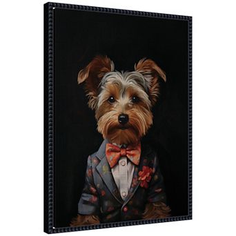 Regal Portrait of a Yorkie Framed Canvas Wall Art Print