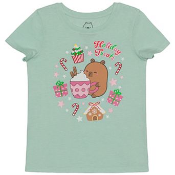 Girls 4-12 Jumping Beans® Capybara Cocoa "Holiday Treats" Short Sleeve Graphic Tee