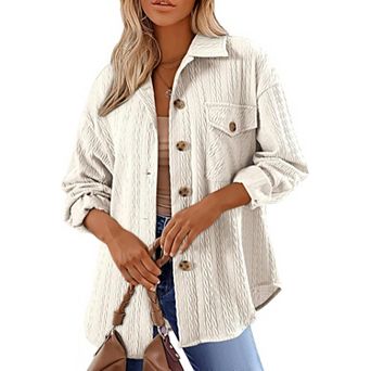 Women's Long Sleeve Button Down Coat with Pockets