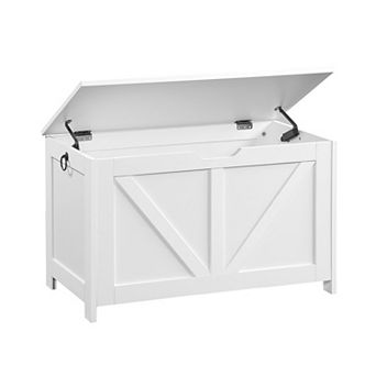Vintage White Storage Chest Bench with 2 Hinges, 29.5"L x 15.7"W x 17.7"H
