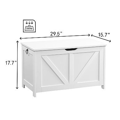 Vintage White Storage Chest Bench with 2 Hinges, 29.5"L x 15.7"W x 17.7"H