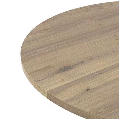31.5 Inch Round Dining Table for 2-4 People, Rustic Brown MDF Top with Black Metal Legs