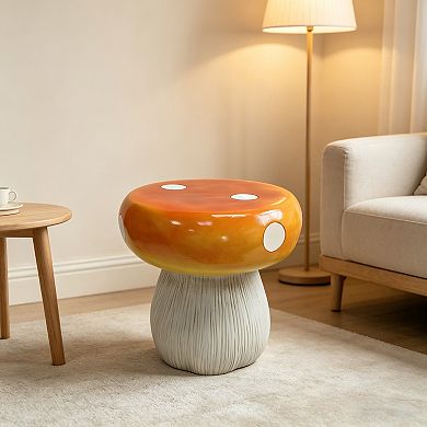 Hand-painted Mushroom Statue Stool, 13.8 inch
