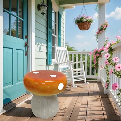 Hand-painted Mushroom Statue Stool, 13.8 inch