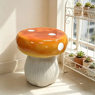 Hand-painted Mushroom Statue Stool, 13.8 inch