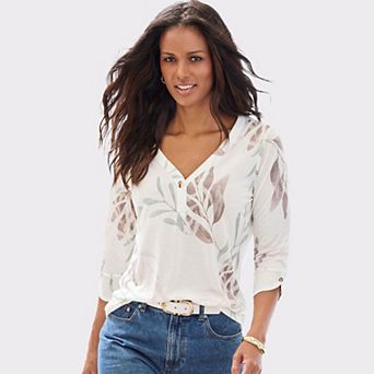 Lascana Women's Button V-Neck Top