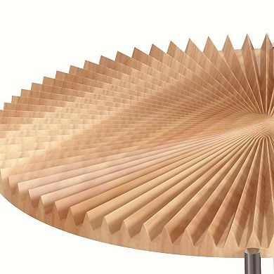 Radial Pattern 2-Piece Coffee and End Table Set, Distressed Cylindrical Design，Red Cedar-Brown