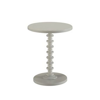 17" Round Pedestal Side Table for Living Room, White Finish