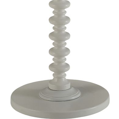 17" Round Pedestal Side Table for Living Room, White Finish