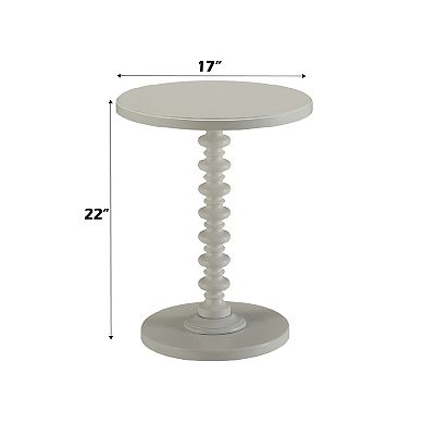 17" Round Pedestal Side Table for Living Room, White Finish