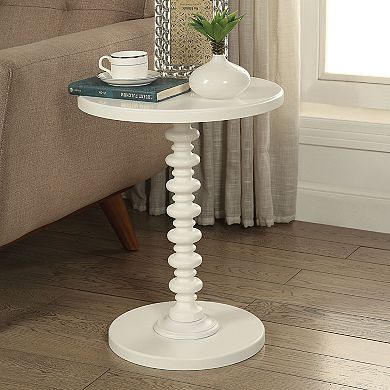 17" Round Pedestal Side Table for Living Room, White Finish