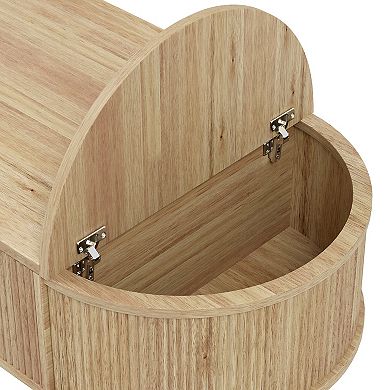 Minimalist Oval Lift-Top Coffee Table with Hidden Storage, Wood Wave Grain Finish