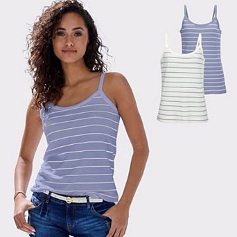 Lascana Women's 2 pk Striped Cami Tops