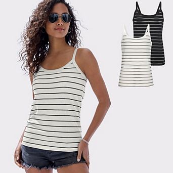Lascana Women's 2 pk Striped Cami Tops