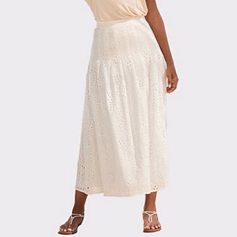 Lascana Women's Eyelet Maxi Skirt