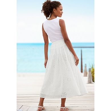 Lascana Women's Eyelet Maxi Skirt