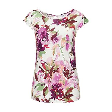 Lascana Women's Floral Flutter Sleeve Top