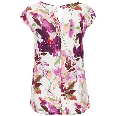 Lascana Women's Floral Flutter Sleeve Top