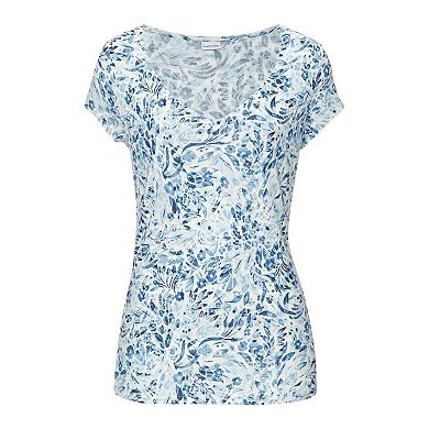 Lascana Women's Floral Ruched V-Neck Top