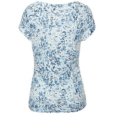 Lascana Women's Floral Ruched V-Neck Top