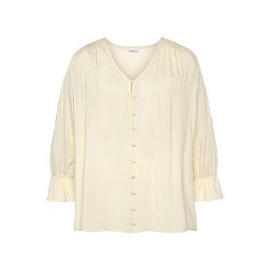 Lascana Women's Button Down V-Neck Blouse