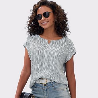 Lascana Women's Keyhole Striped Blouse