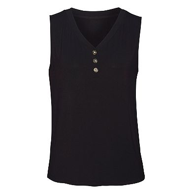 Lascana Women's 2 Pk Sleeveless Button Detail Tops