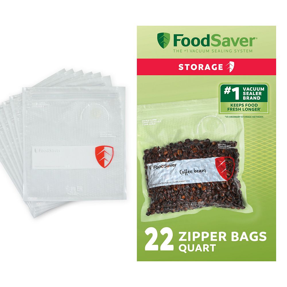 FoodSaver Reusable Quart Zipper 22-Pack Food Storage Bags