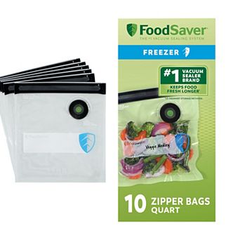 FoodSaver Reusable Quart Vacuum Zipper Freezer Bags 10-Pack