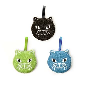 Kikkerland Cat Face Scrub Sponges 3-Pack