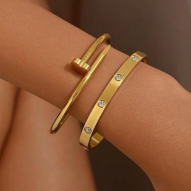 Nail Bangle Bracelet Set