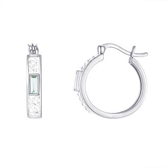 Chrystina Fine Silver Plated Crystal Click-Top Hoop Earrings