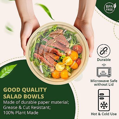 32 OZ Salad Bowls With Lids 50 Pack