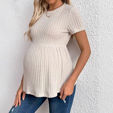 Women's Maternity Crew Neck Short Sleeve Knit Pullover Sweater