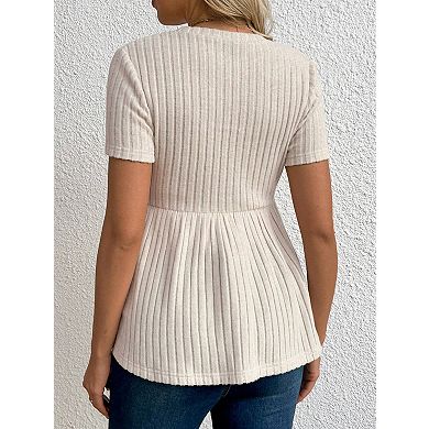 Women's Maternity Crew Neck Short Sleeve Knit Pullover Sweater
