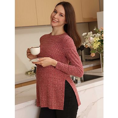 Women's Maternity Crew Neck Long Sleeve Knit Pullover Sweater
