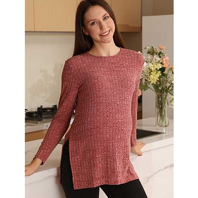 Women's Maternity Crew Neck Long Sleeve Knit Pullover Sweater