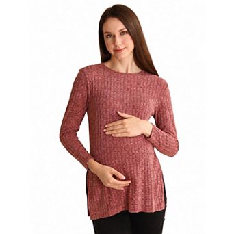 Women's Maternity Crew Neck Long Sleeve Knit Pullover Sweater